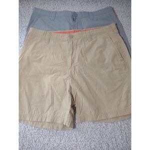 Columbia 36W 8L Lot Of Two Tan Gray Cotton Cargo Men's Shorts Outdoors